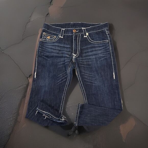 True Religion Joey Super T Jeans 38x32 Denim Distressed Fair/Good Used Condition - Picture 1 of 15